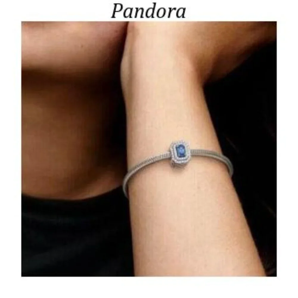 Pandora Blue Sparkling Leveled Rectangular Charm